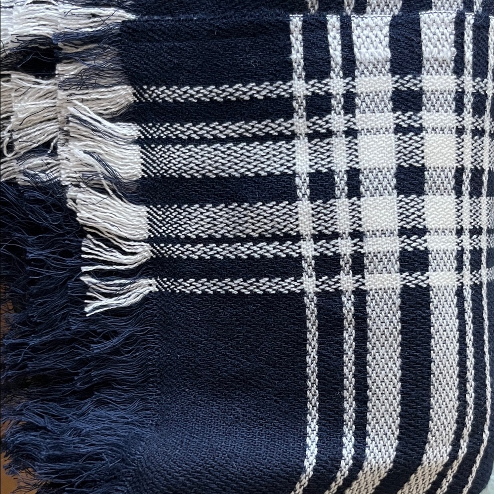 J. Crew Navy and Ivory Windowpane Scarf
